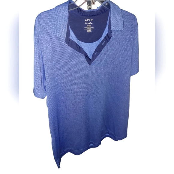 Mens Apt. 9 HEIQ Smart Temp Short Sleeve Blue Polo Shirt - Picture 1 of 4